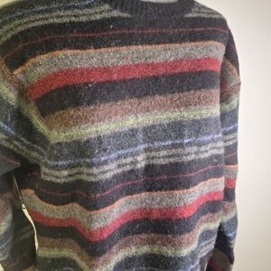 Geoffrey Beene Striped Crewneck Sweater -100% Lambs Wool  Size Large